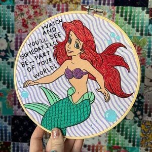 Ariel Little Mermaid Embroidery Hoop